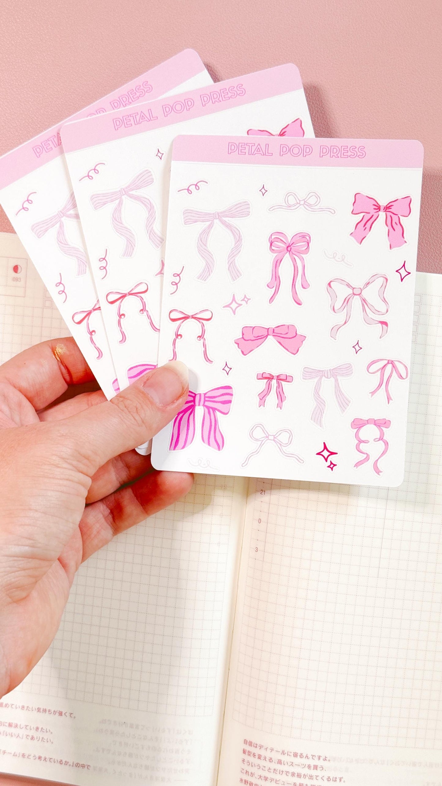 Coquette Pink Bows Sticker Sheet, Decorative Junk Journal Bows Sticker Sheet, Bows Decorative Stickers for Planners