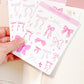 Coquette Pink Bows Sticker Sheet, Decorative Junk Journal Bows Sticker Sheet, Bows Decorative Stickers for Planners