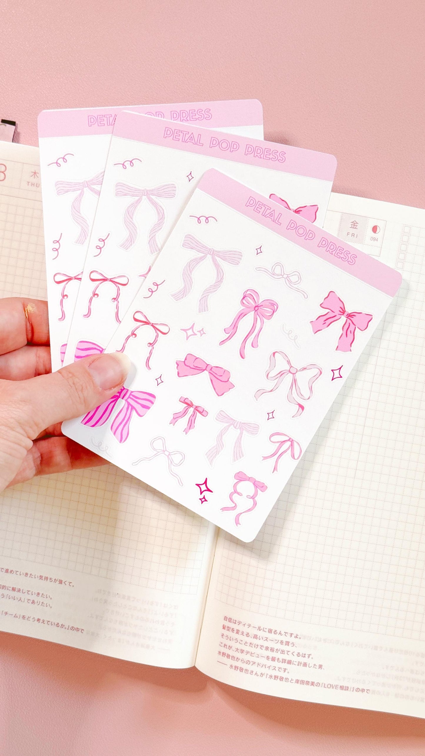 Coquette Pink Bows Sticker Sheet, Decorative Junk Journal Bows Sticker Sheet, Bows Decorative Stickers for Planners