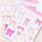 Coquette Pink Bows Sticker Sheet, Decorative Junk Journal Bows Sticker Sheet, Bows Decorative Stickers for Planners