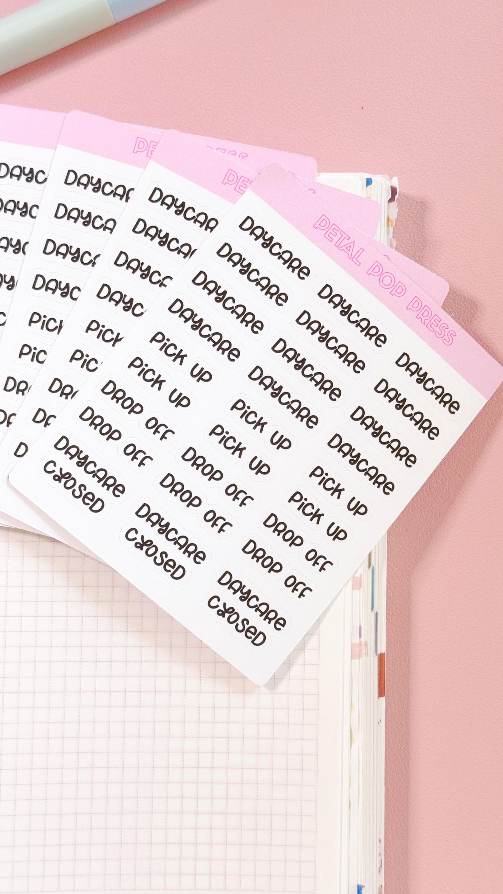 Daycare Script Stickers for Planners, Planner Script Stickers, Script Daycare Stickers, Parenting Planner Stickers, Mom Planner Stickers