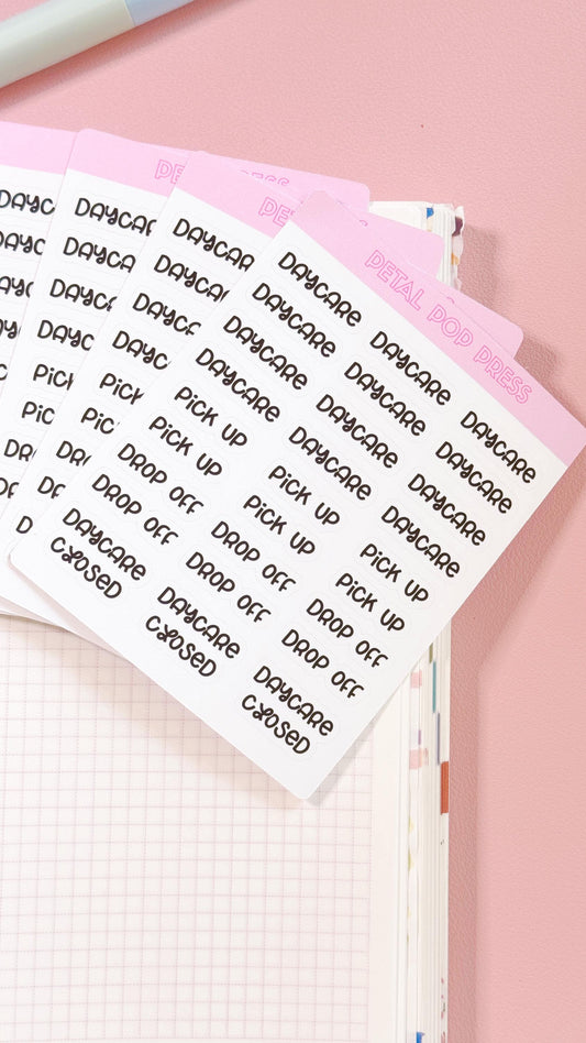 Daycare Script Stickers for Planners, Planner Script Stickers, Script Daycare Stickers, Parenting Planner Stickers, Mom Planner Stickers