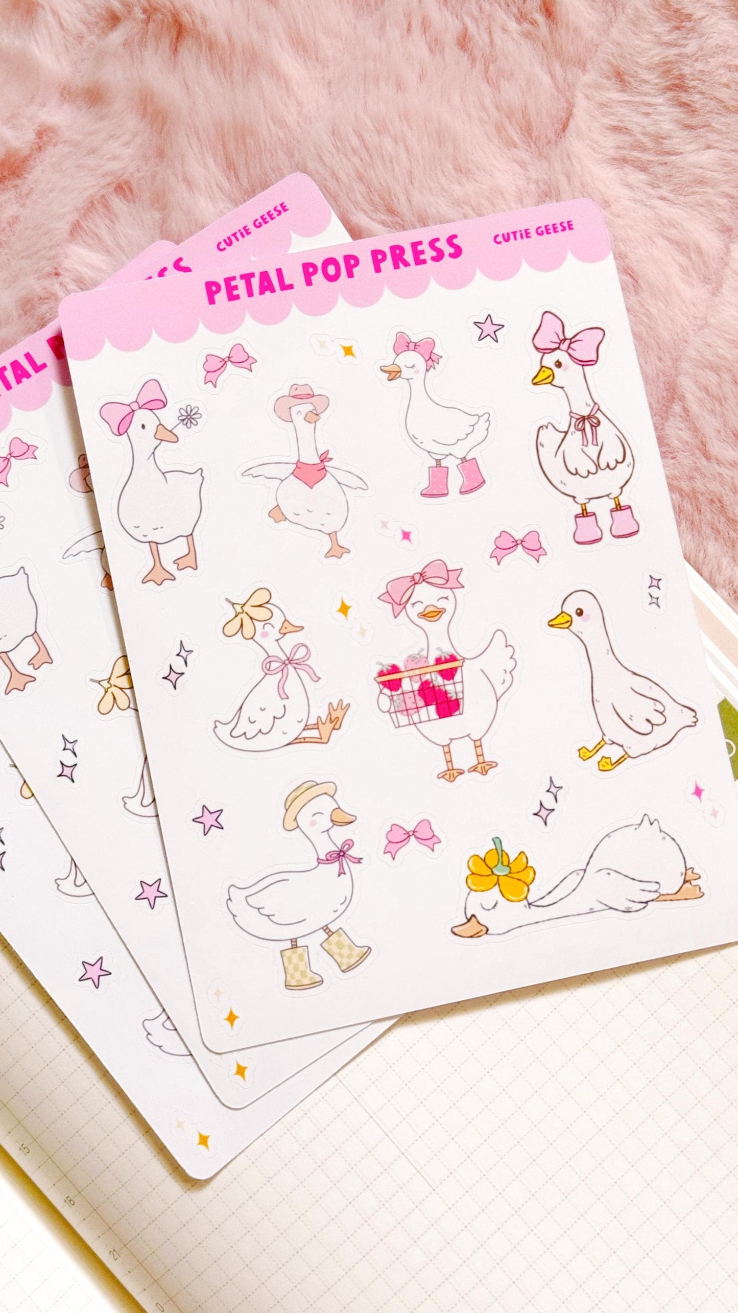 Cute Geese Decorative Sticker Sheet, Goose Junk Journaling Stixkers, Decorative Planner Stickers, Journalinf Stickers