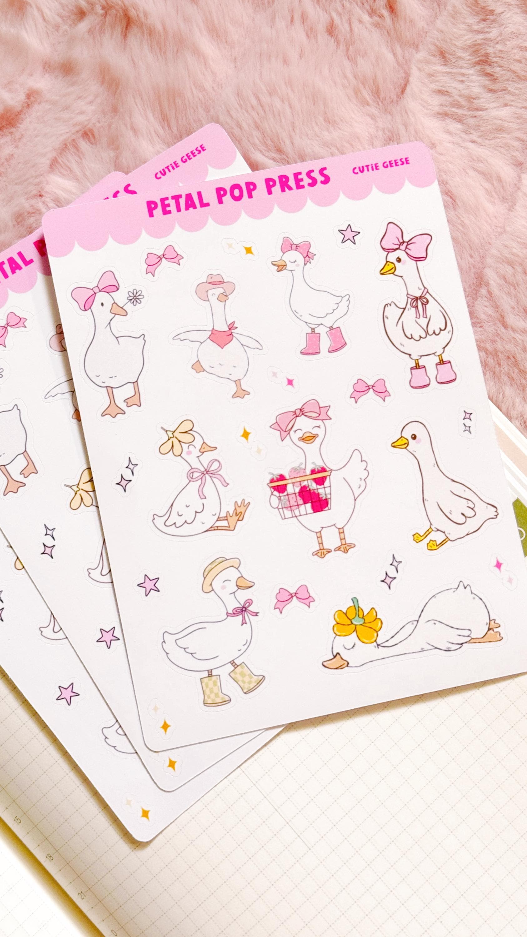 Cute Geese Decorative Sticker Sheet, Goose Junk Journaling Stixkers, Decorative Planner Stickers, Journalinf Stickers
