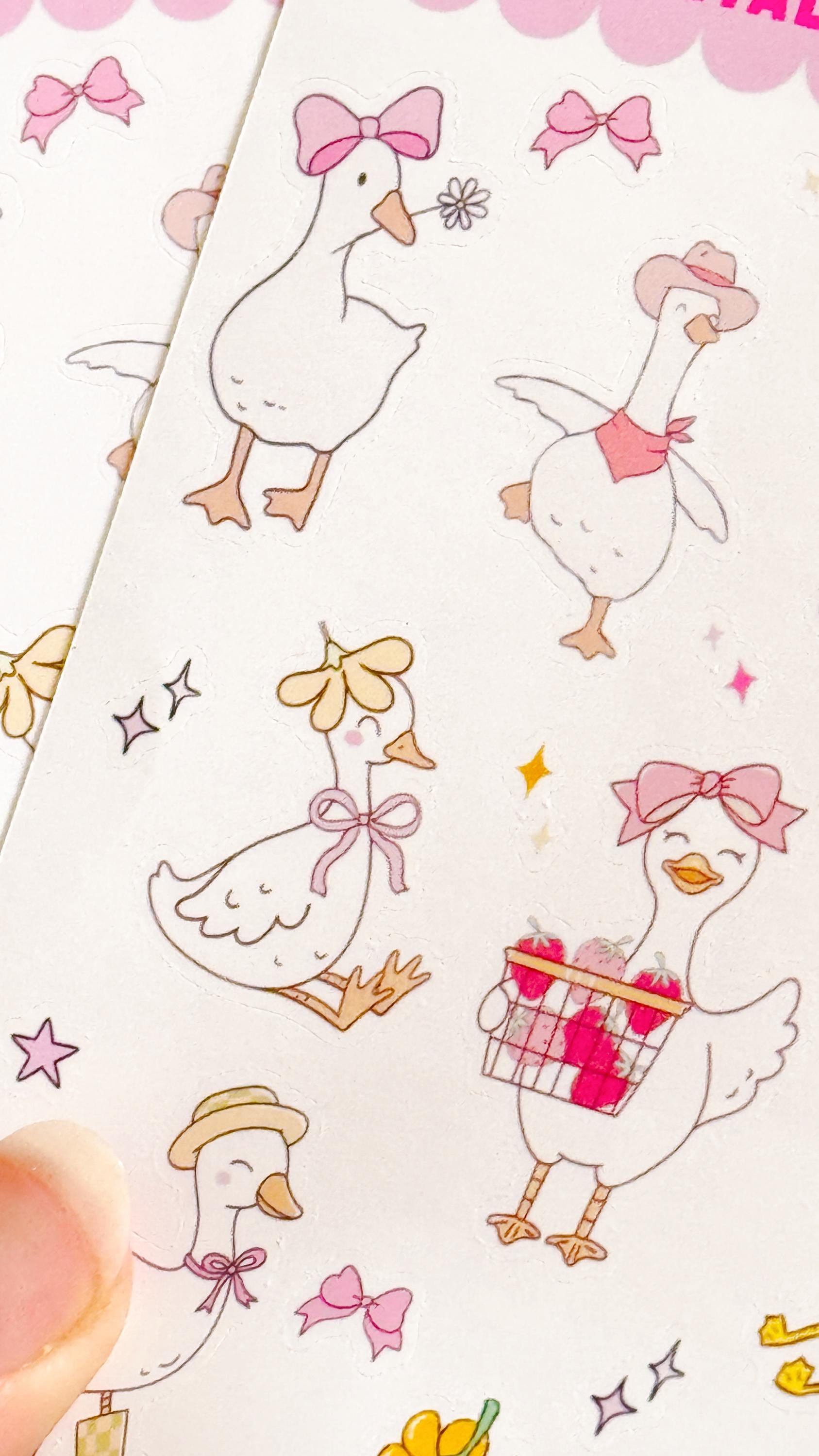 Cute Geese Decorative Sticker Sheet, Goose Junk Journaling Stixkers, Decorative Planner Stickers, Journalinf Stickers