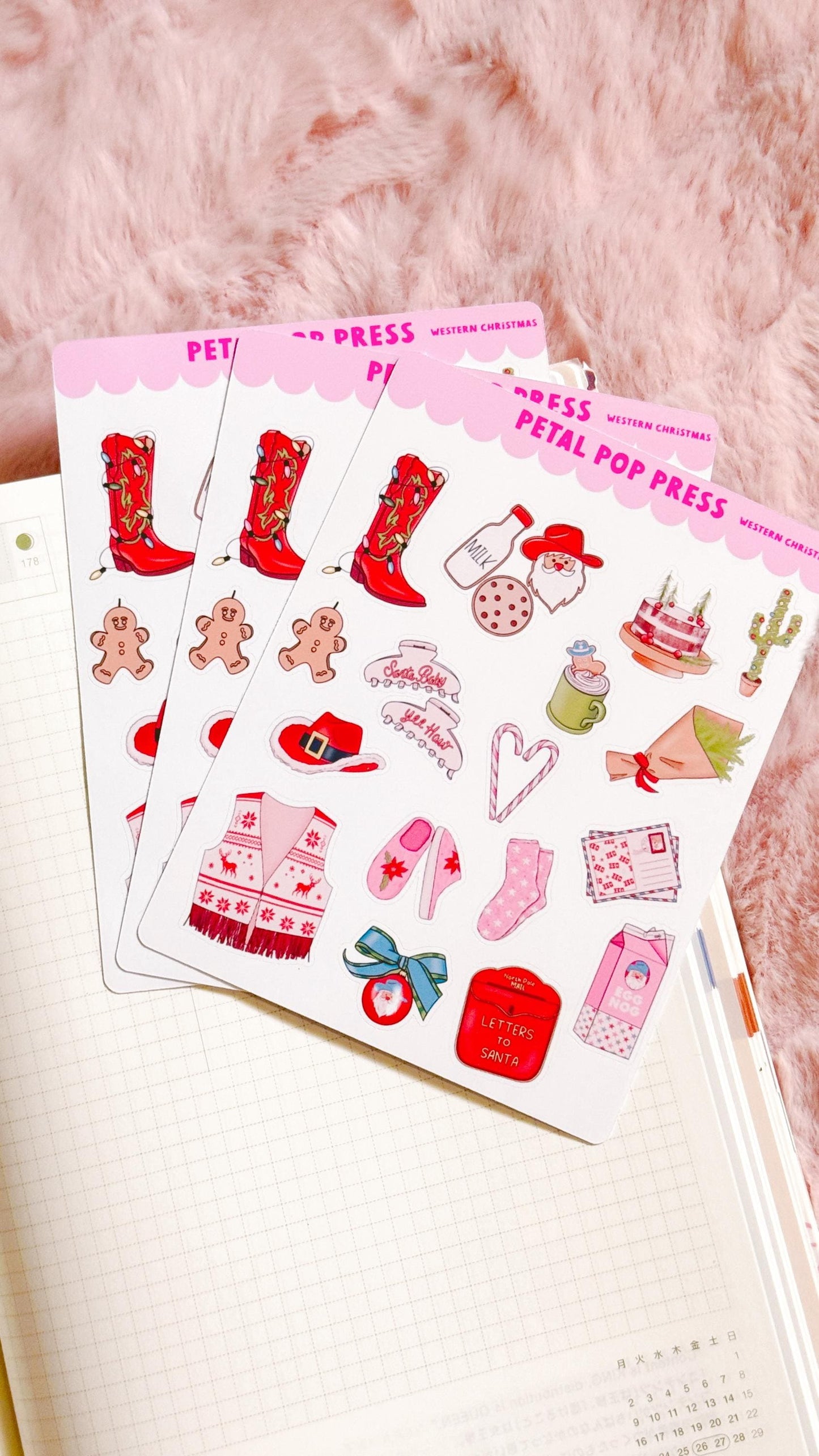 Country Christmas Decorative Sticker Sheet, Christmas Junk Journaling Stickers, Decorative Planner Stickers, Journaling Stickers