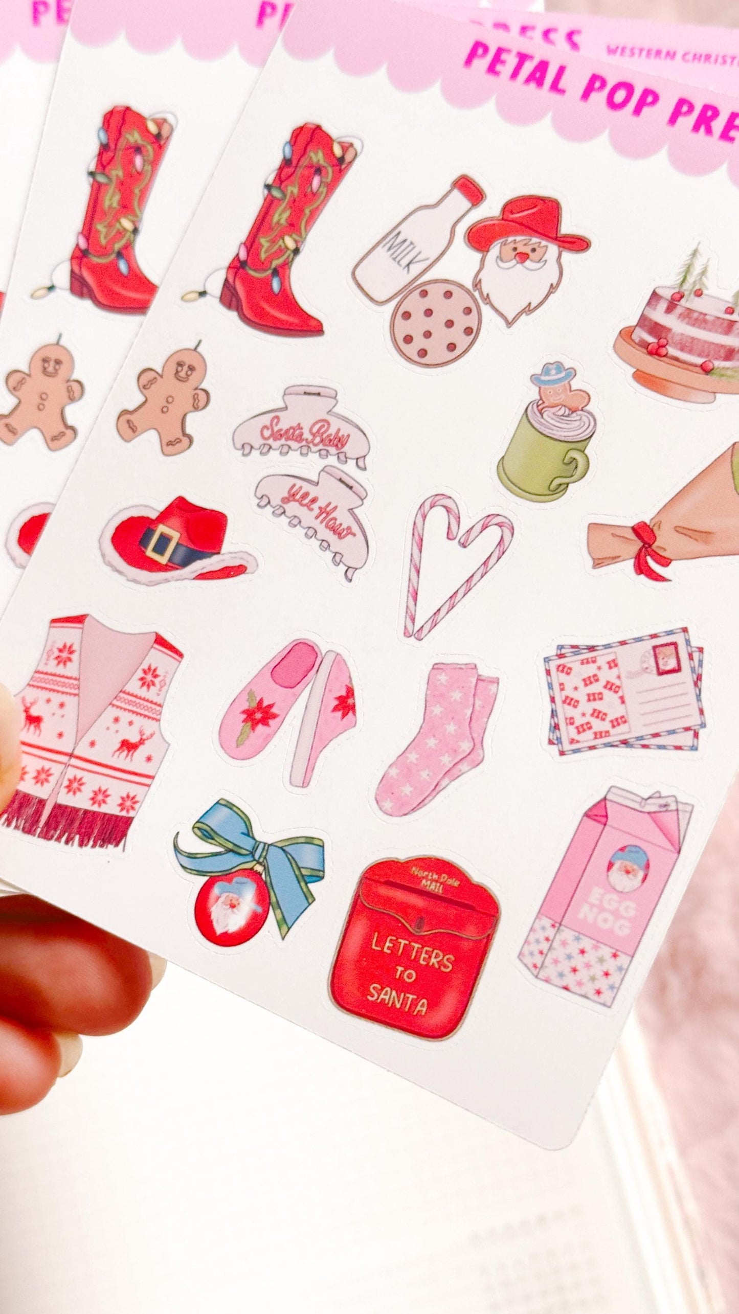 Country Christmas Decorative Sticker Sheet, Christmas Junk Journaling Stickers, Decorative Planner Stickers, Journaling Stickers