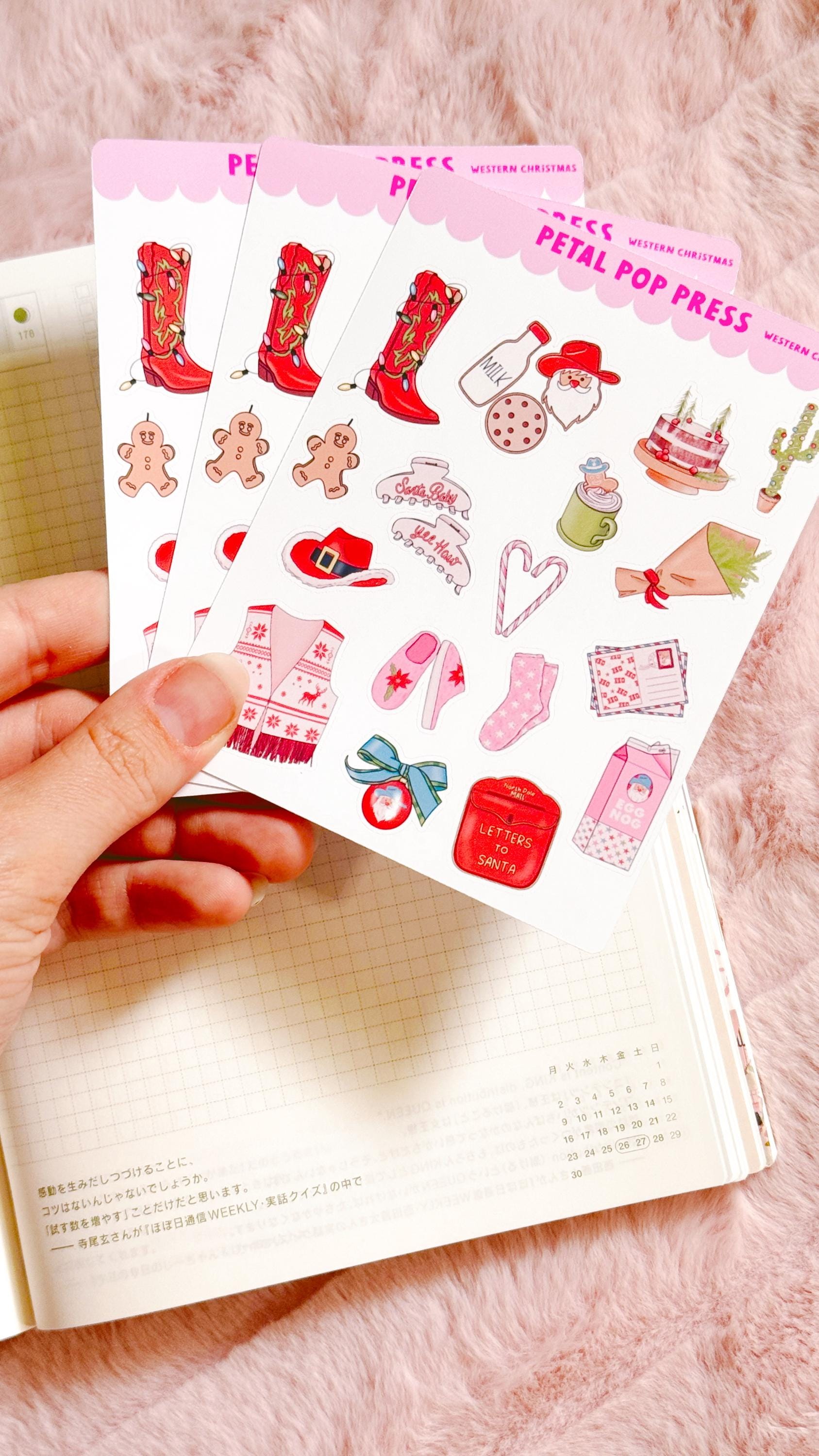 Country Christmas Decorative Sticker Sheet, Christmas Junk Journaling Stickers, Decorative Planner Stickers, Journaling Stickers