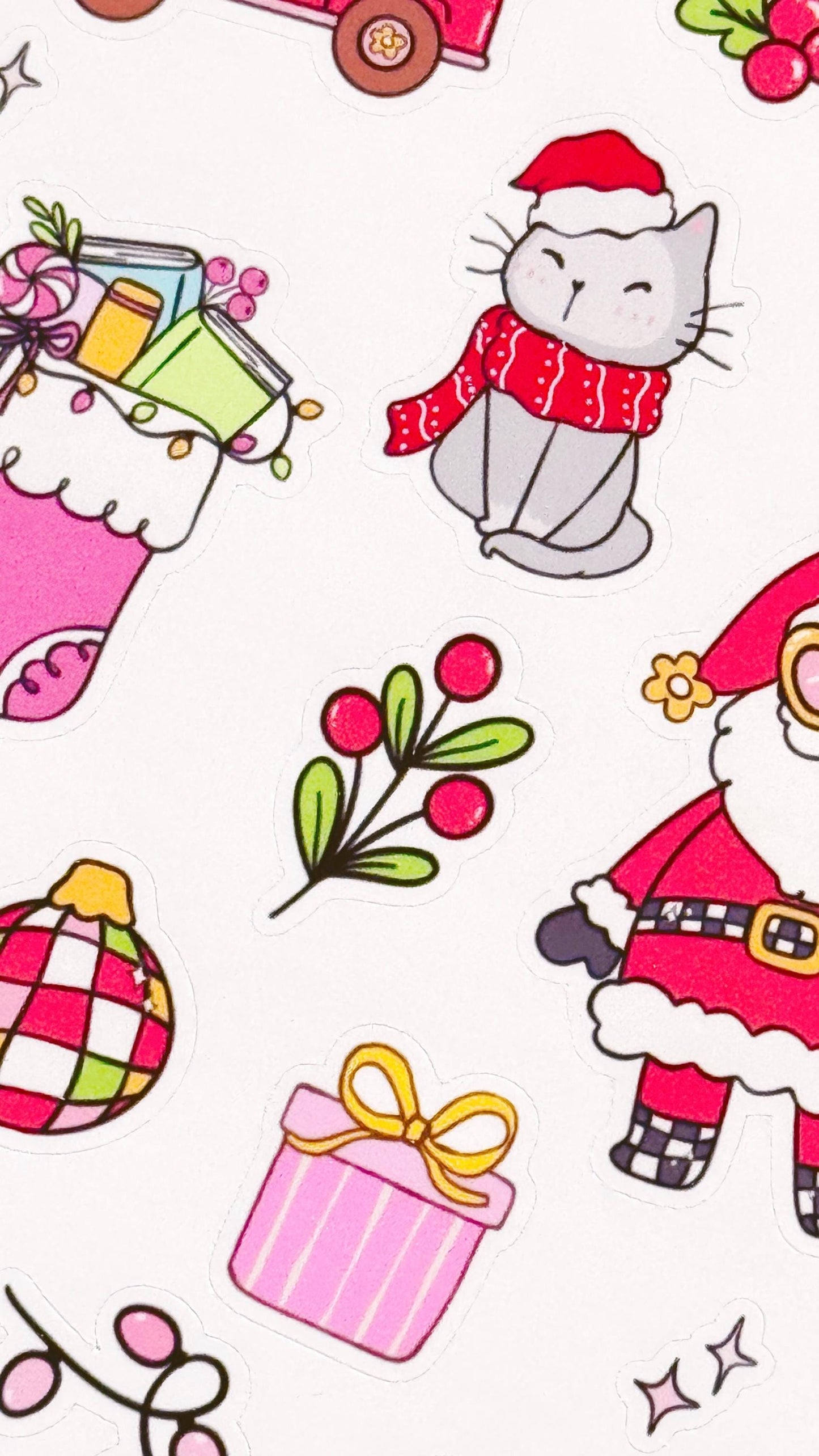 Doodle Christmas Decorative Sticker Sheet, Christmas Junk Journaling Stickers, Decorative Planner Stickers, Holiday Journaling Stickers