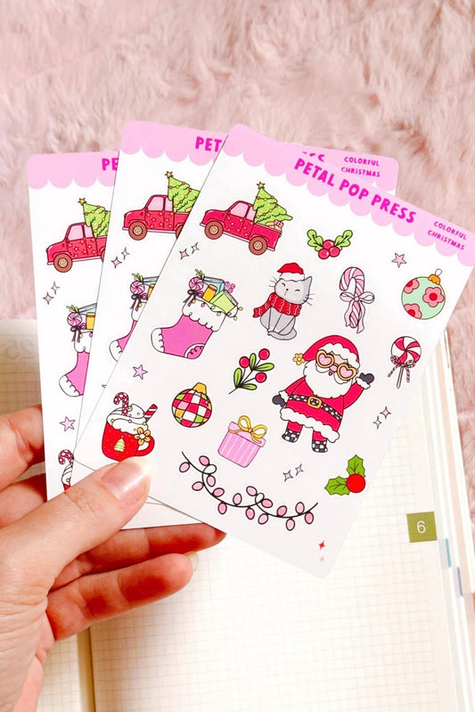 Doodle Christmas Decorative Sticker Sheet, Christmas Junk Journaling Stickers, Decorative Planner Stickers, Holiday Journaling Stickers