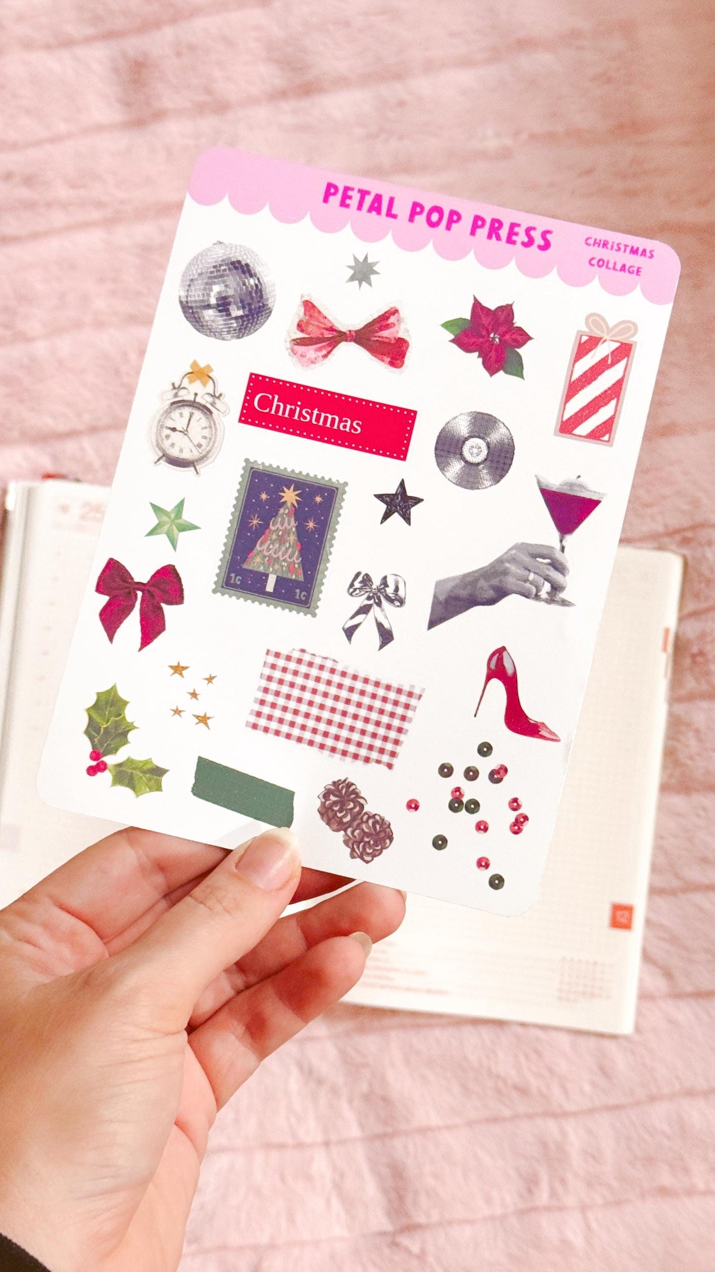 Christmas Collage Stickers: Junk Journal Ephemera, Planner Stickers
