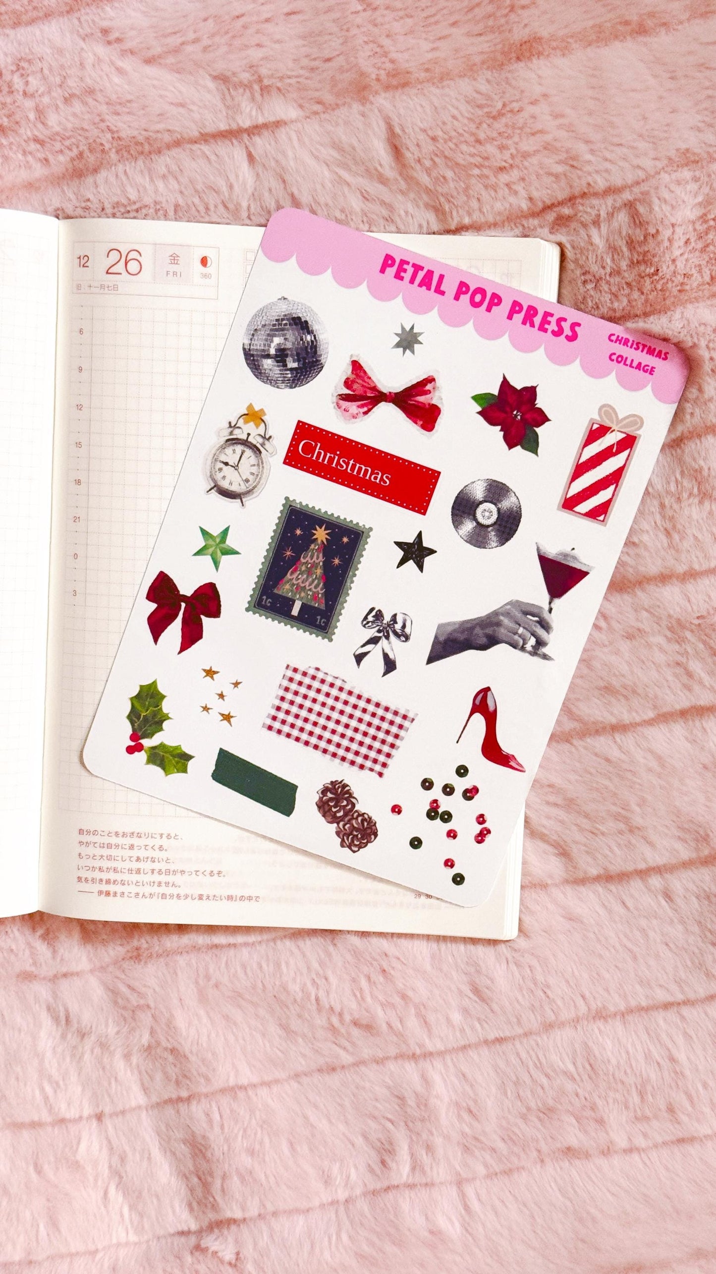 Christmas Collage Stickers: Junk Journal Ephemera, Planner Stickers