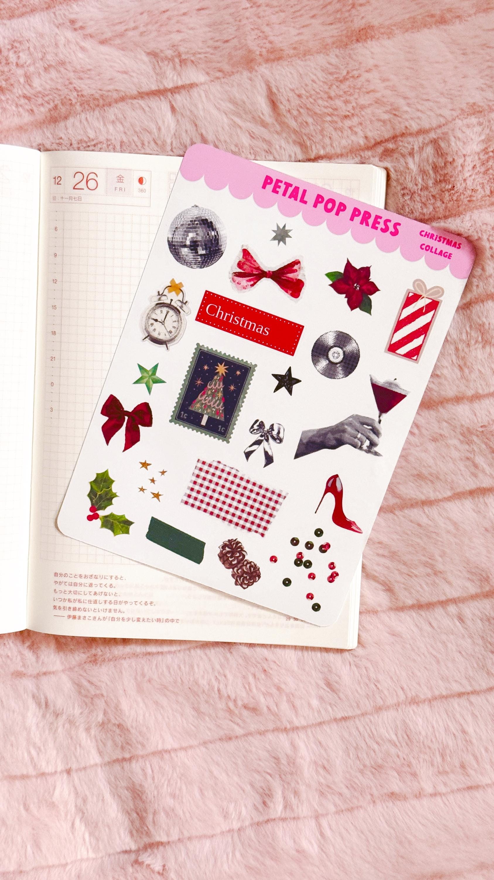 Christmas Collage Stickers: Junk Journal Ephemera, Planner Stickers