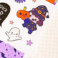 Kawaii Halloween Stickers for Planning or Junk Journaling, Kawaii Planner Stickers, Halloween Planner Stickers, Doodle Stickers