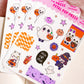 Kawaii Halloween Stickers for Planning or Junk Journaling, Kawaii Planner Stickers, Halloween Planner Stickers, Doodle Stickers