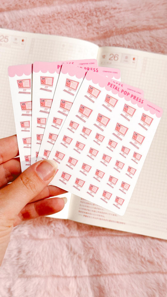 Computer Icon Doodle Stickers, Work Icon Stickers, Doodle Planner Stickers, Doodle Computer Work Planner Stickers, Work Stickers