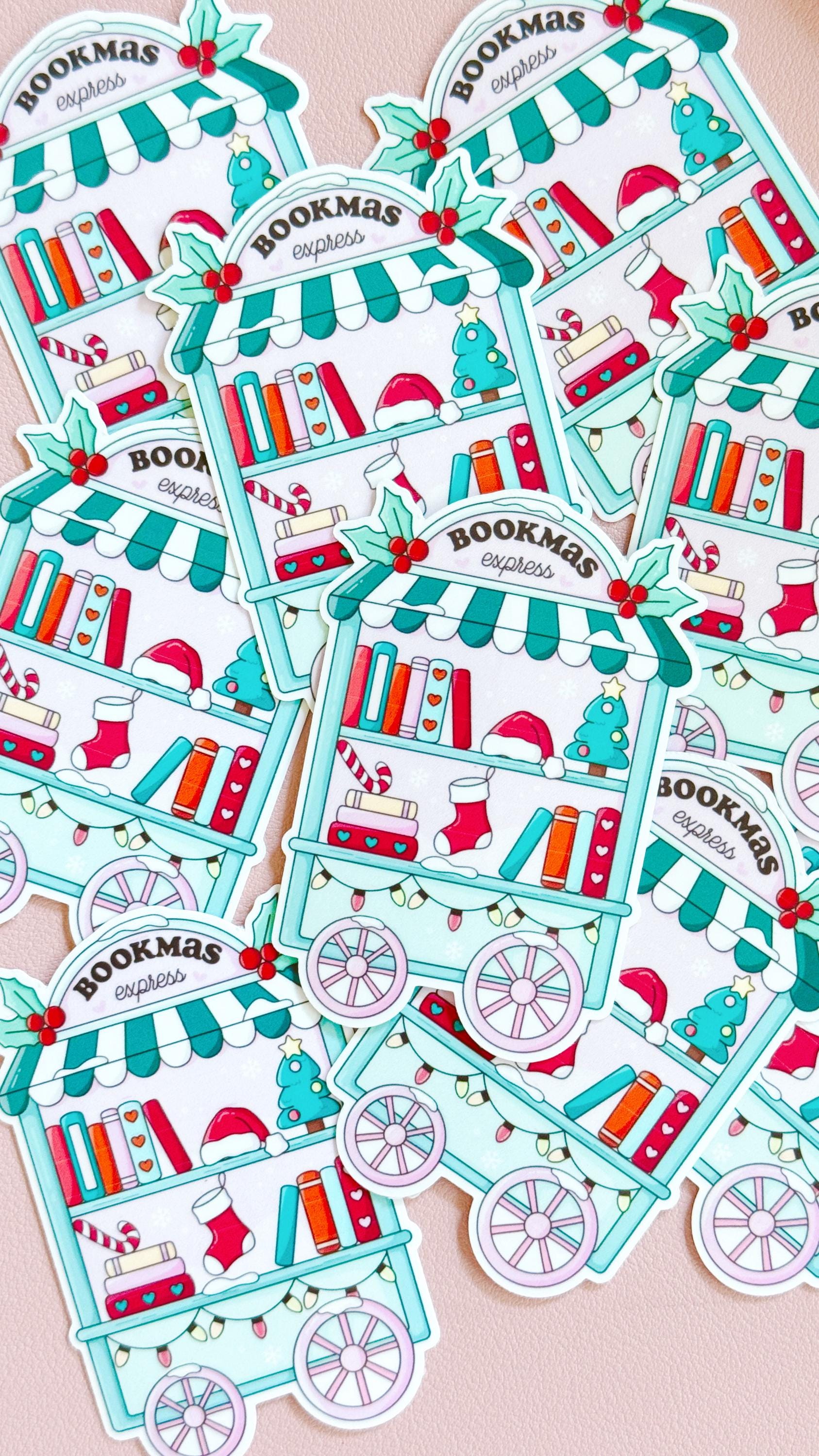 Bookish Christmas Sticker, Reading Bookish Cart Sticker, Bookish Stickers, Book Lover Gift, Bookish Girlie Sticker