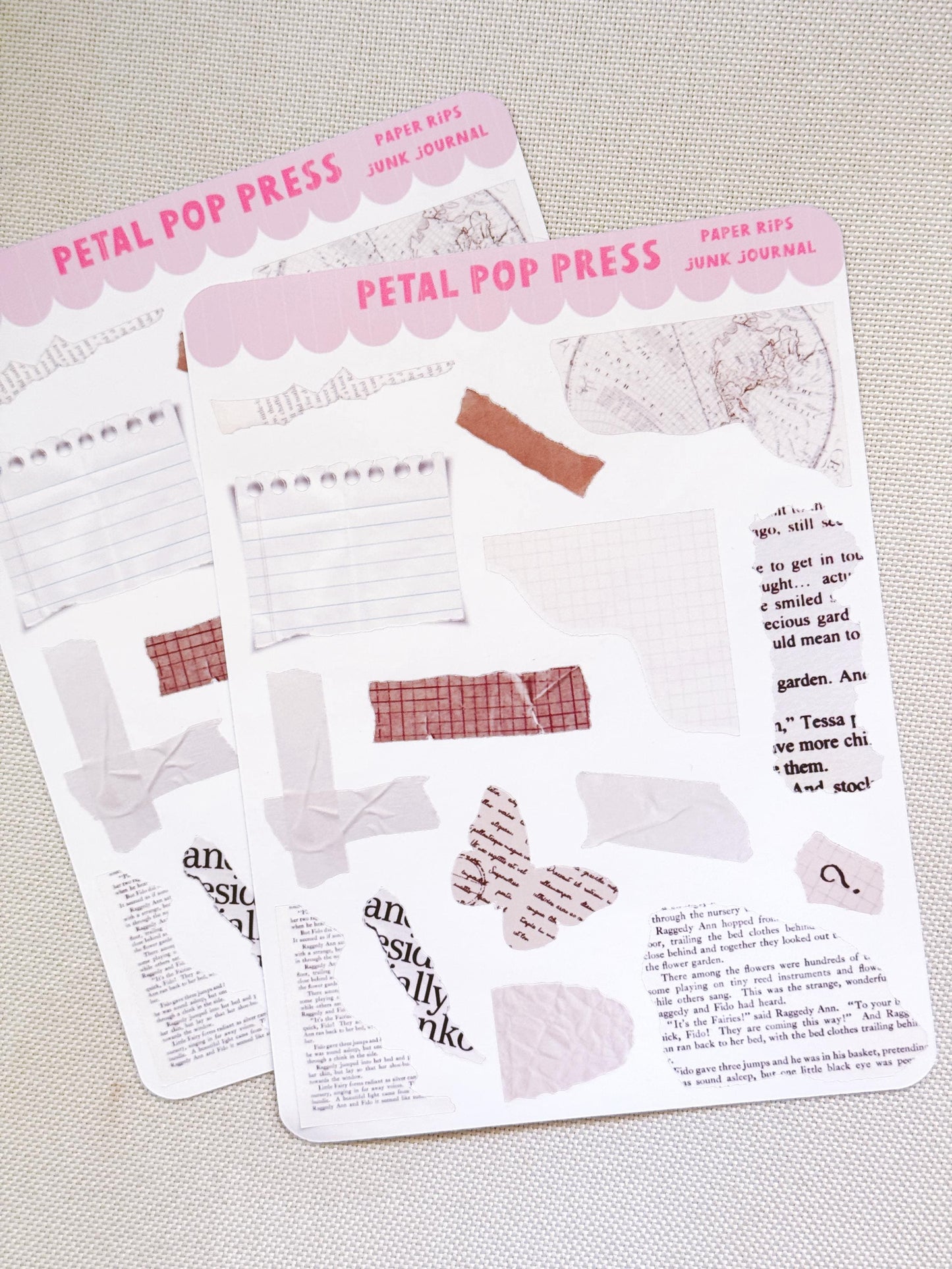 Junk Journaling Ephemera Stickers, Junk Journal Stickers, Stickers for Junk Journal Spreads, Realistic Junk Journal Stickers