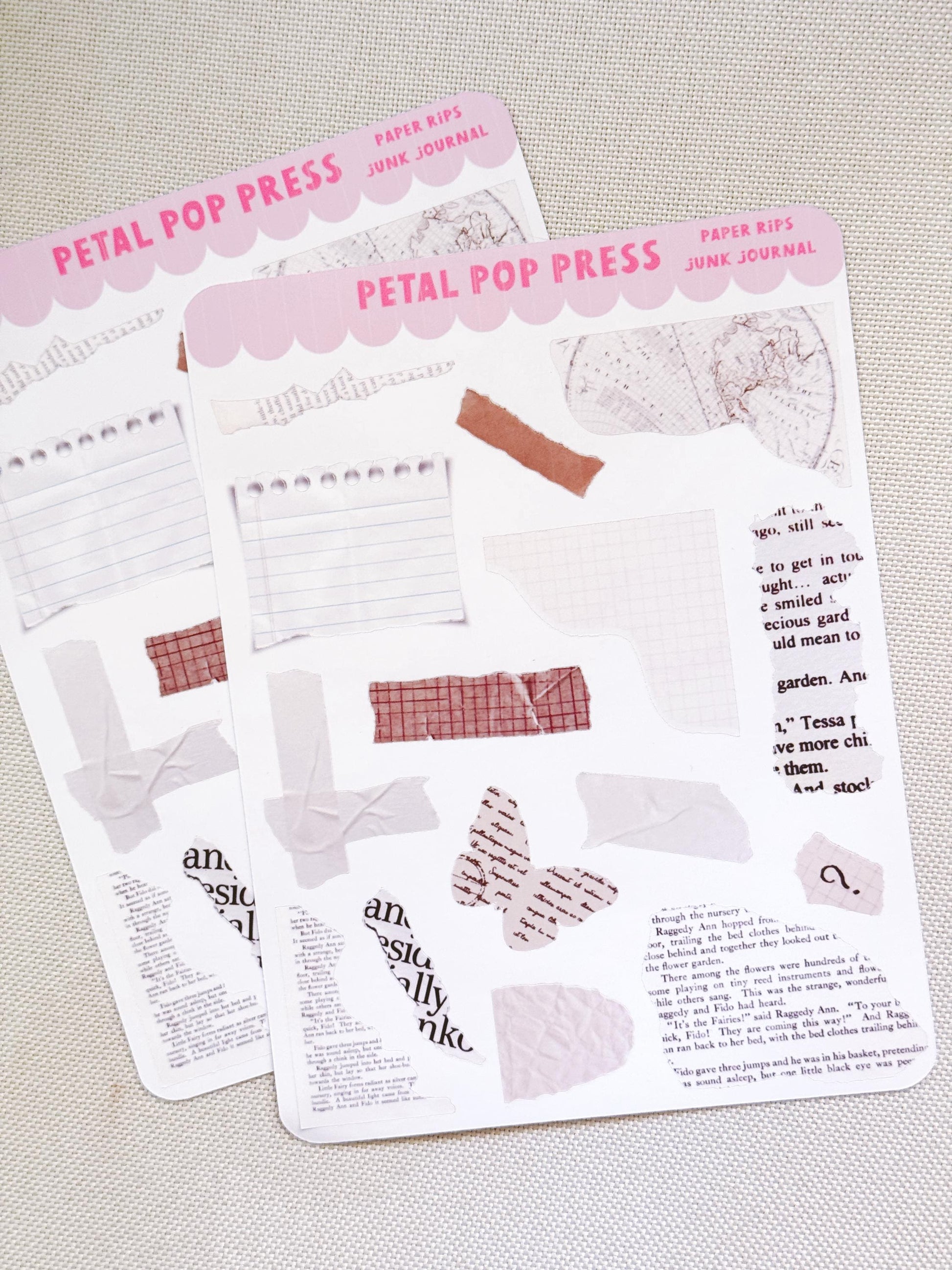 Junk Journaling Ephemera Stickers, Junk Journal Stickers, Stickers for Junk Journal Spreads, Realistic Junk Journal Stickers