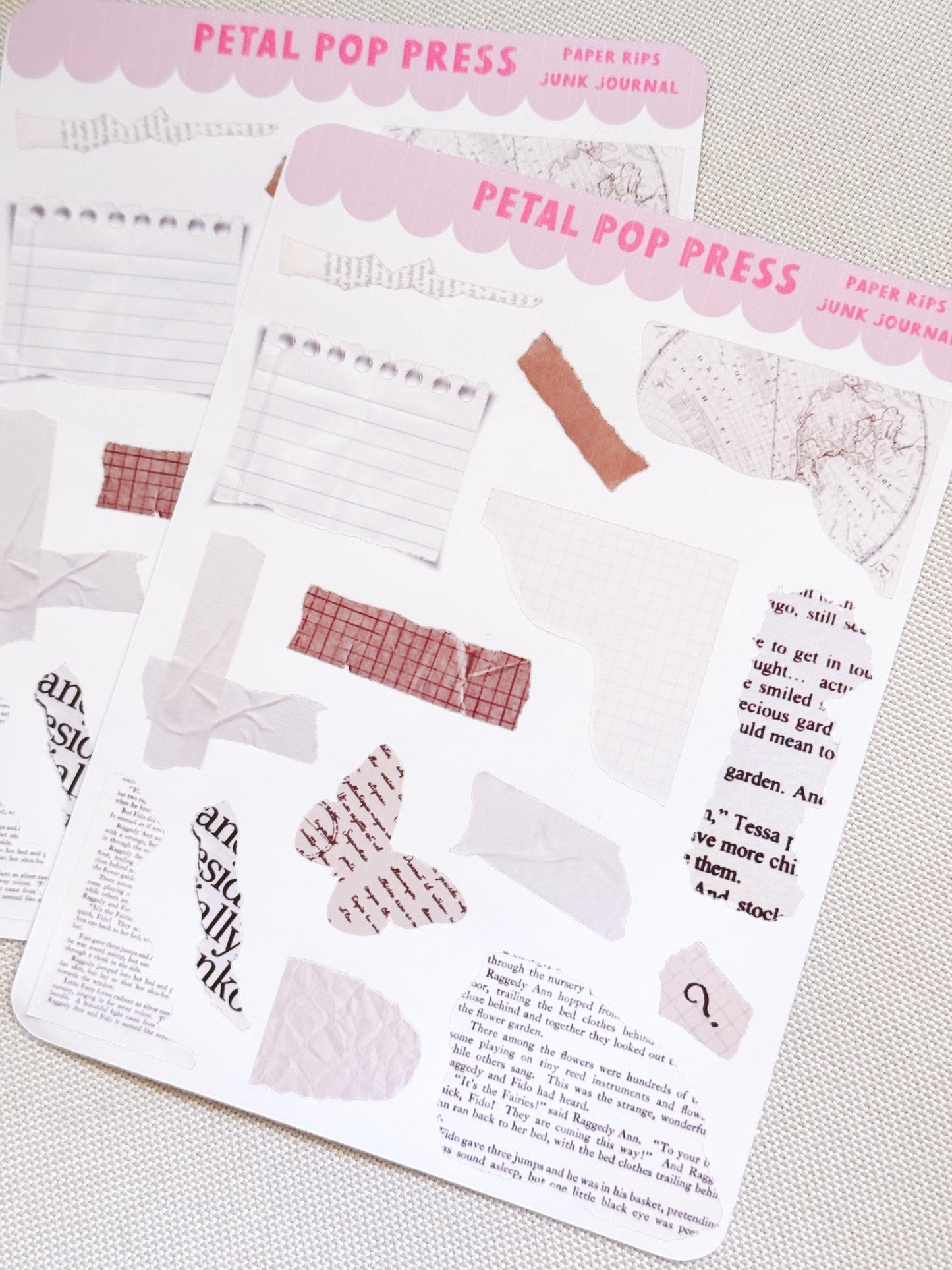 Junk Journaling Ephemera Stickers, Junk Journal Stickers, Stickers for Junk Journal Spreads, Realistic Junk Journal Stickers