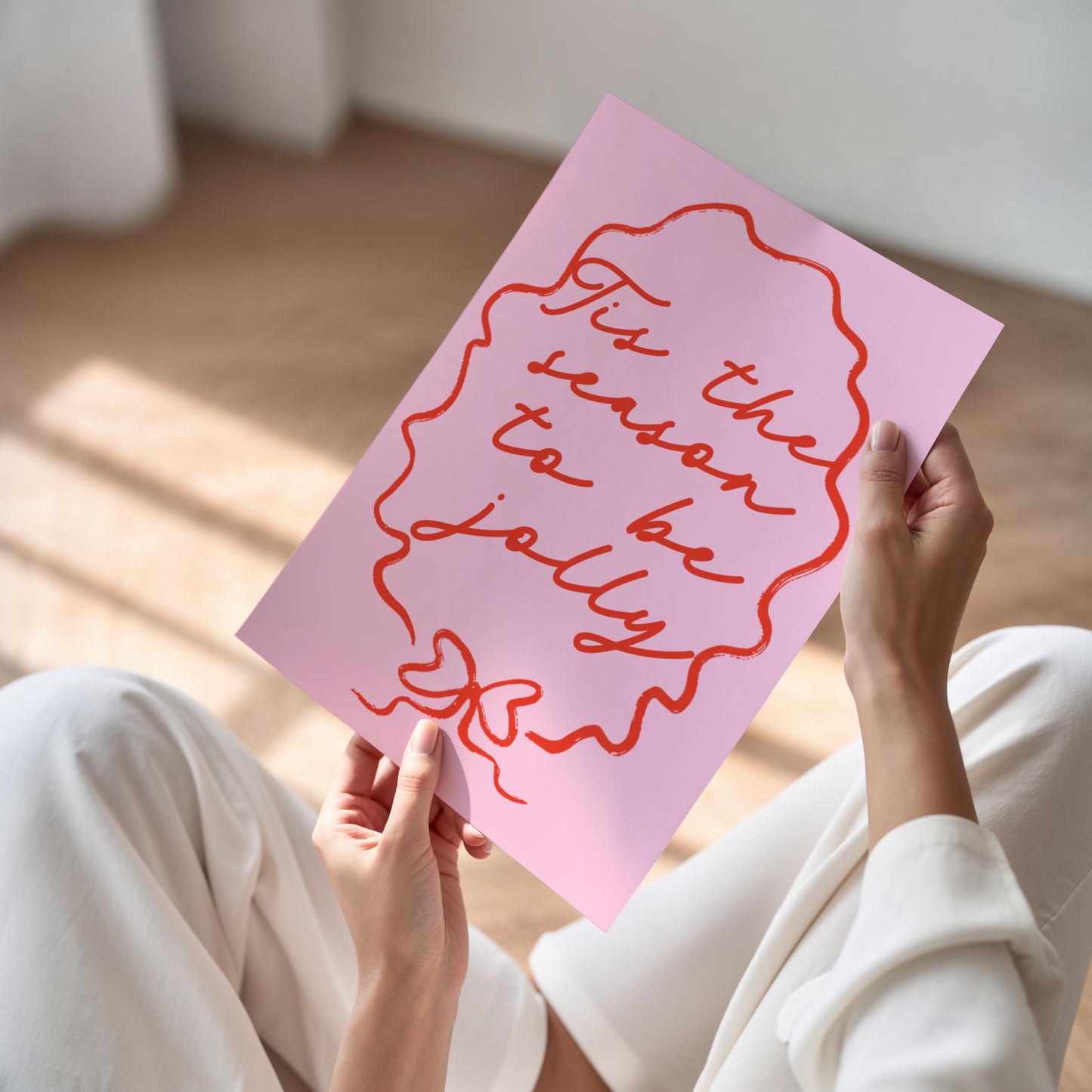 Tis the Season to Be Jolly Art Print Poster, Coquette Christmas Poster, Christmas Bows Wall Art 11x14 A4 8X10 A5 5X7