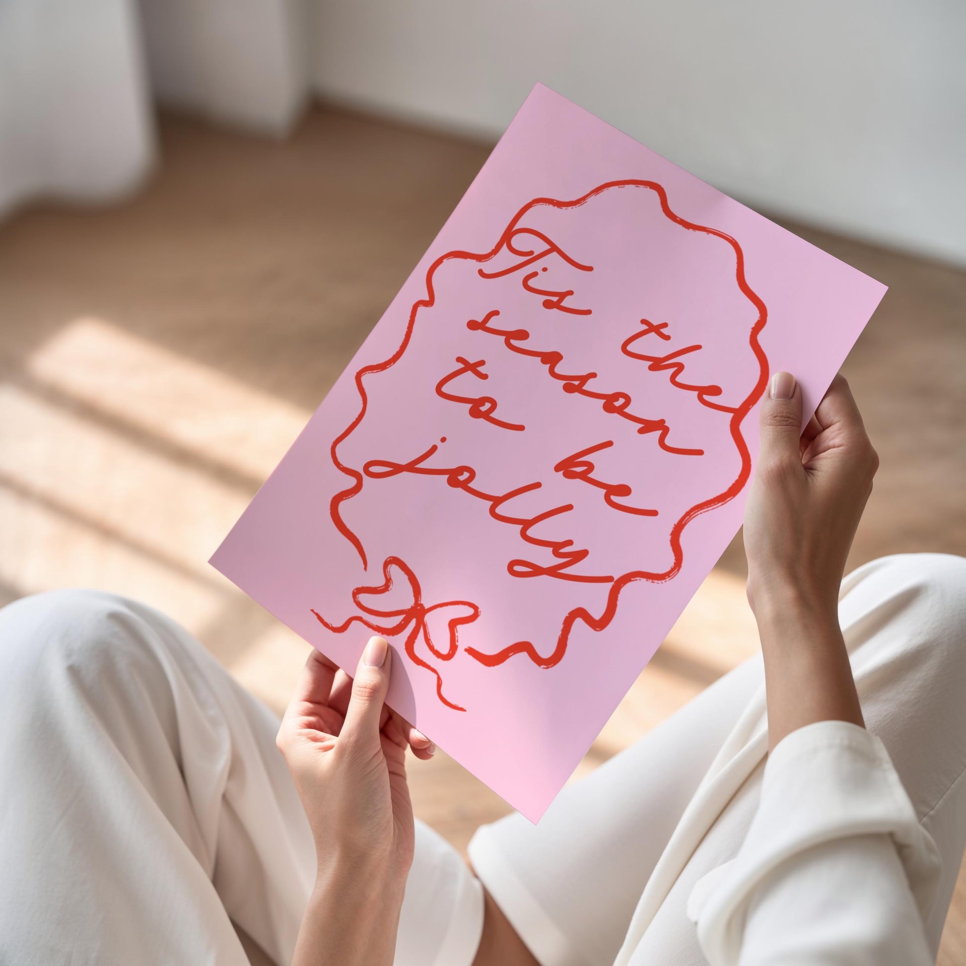 Tis the Season to Be Jolly Art Print Poster, Coquette Christmas Poster, Christmas Bows Wall Art 11x14 A4 8X10 A5 5X7