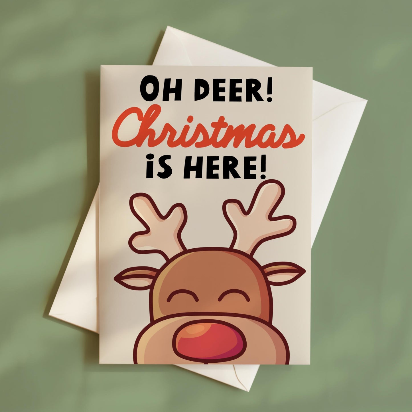 Funny Retro Reindeer Christmas Card, Funny Christmas Cards, Funny Cute Christmas Greeting Card, Reindeer Doodle Christmas Cards