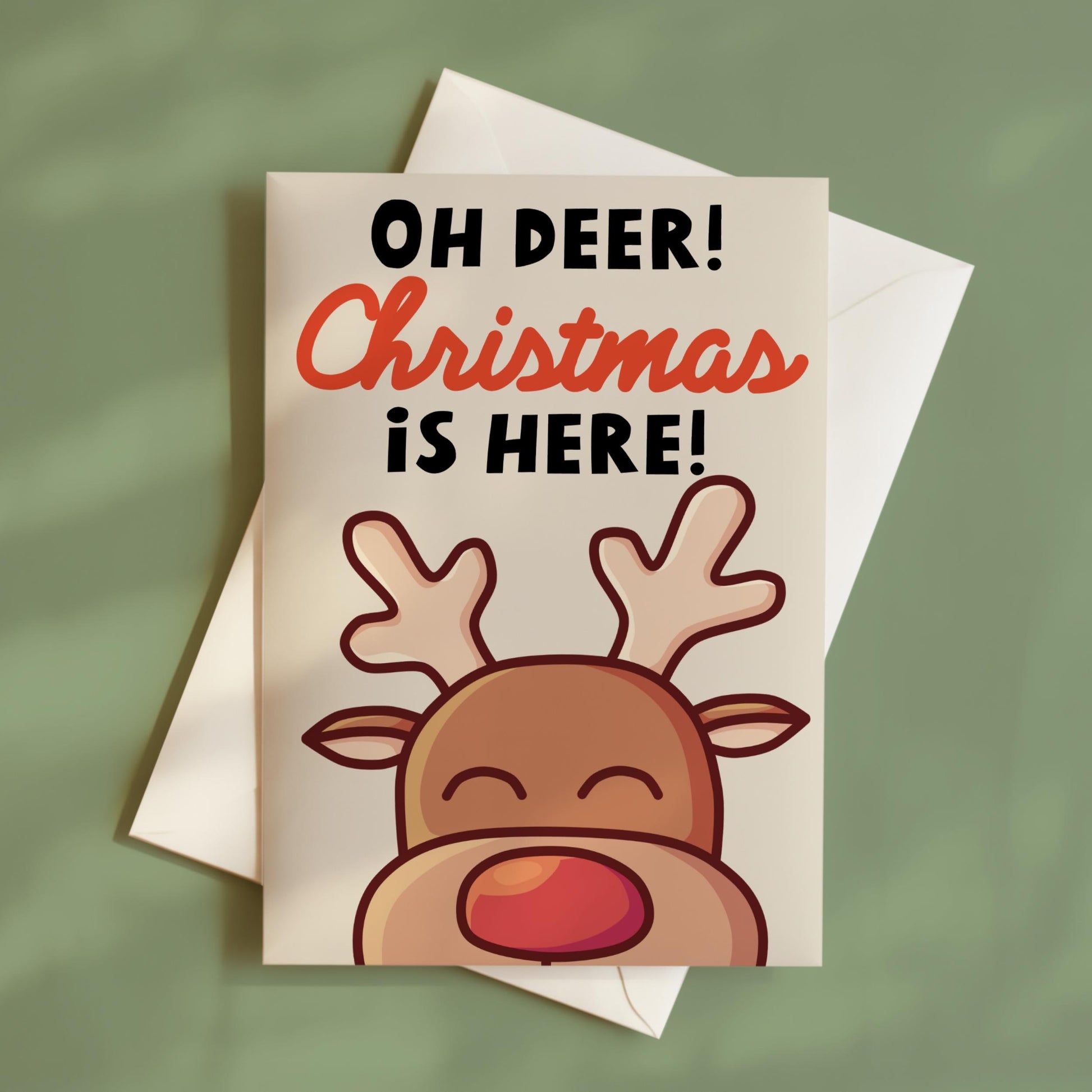 Funny Retro Reindeer Christmas Card, Funny Christmas Cards, Funny Cute Christmas Greeting Card, Reindeer Doodle Christmas Cards