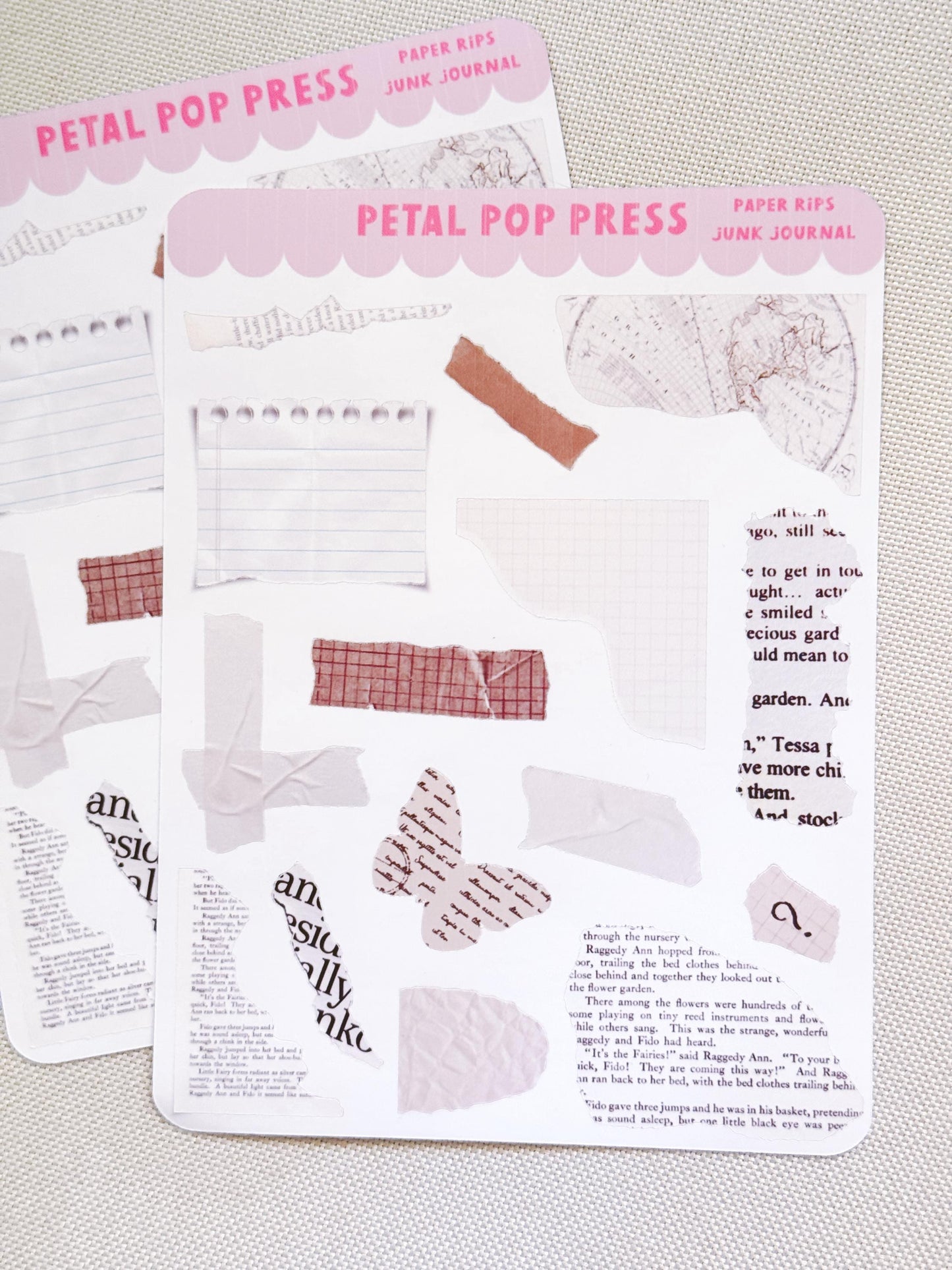 Junk Journaling Ephemera Stickers, Junk Journal Stickers, Stickers for Junk Journal Spreads, Realistic Junk Journal Stickers