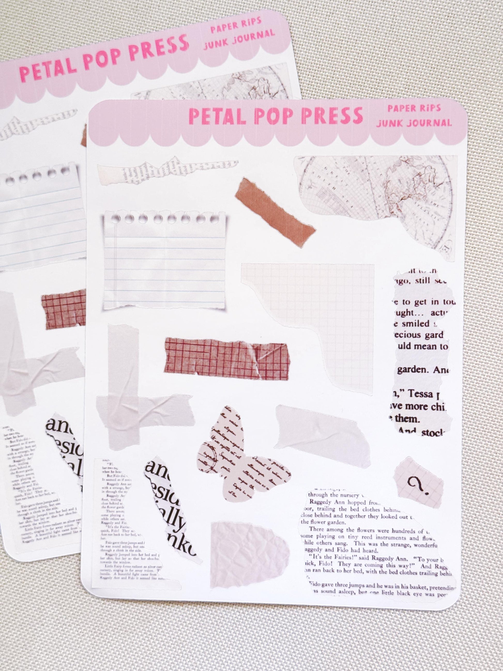 Junk Journaling Ephemera Stickers, Junk Journal Stickers, Stickers for Junk Journal Spreads, Realistic Junk Journal Stickers