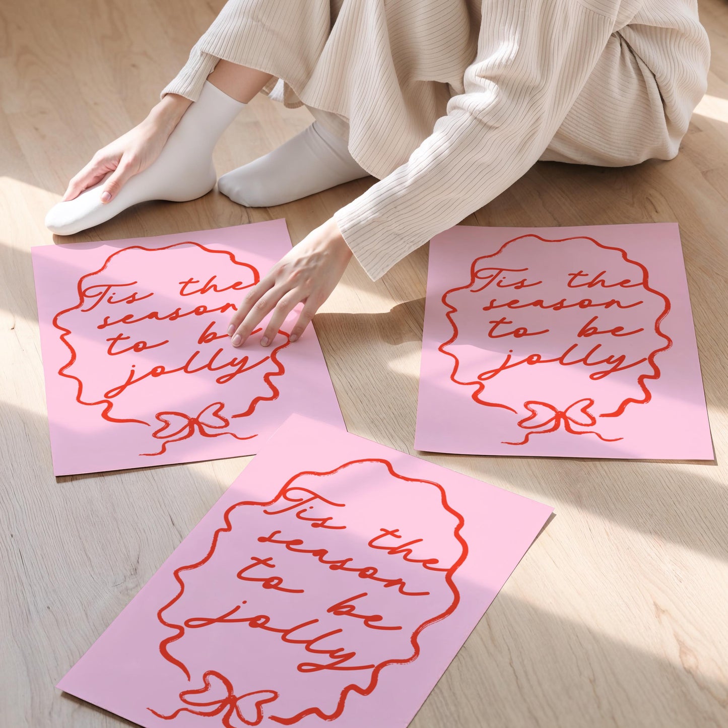 Tis the Season to Be Jolly Art Print Poster, Coquette Christmas Poster, Christmas Bows Wall Art 11x14 A4 8X10 A5 5X7