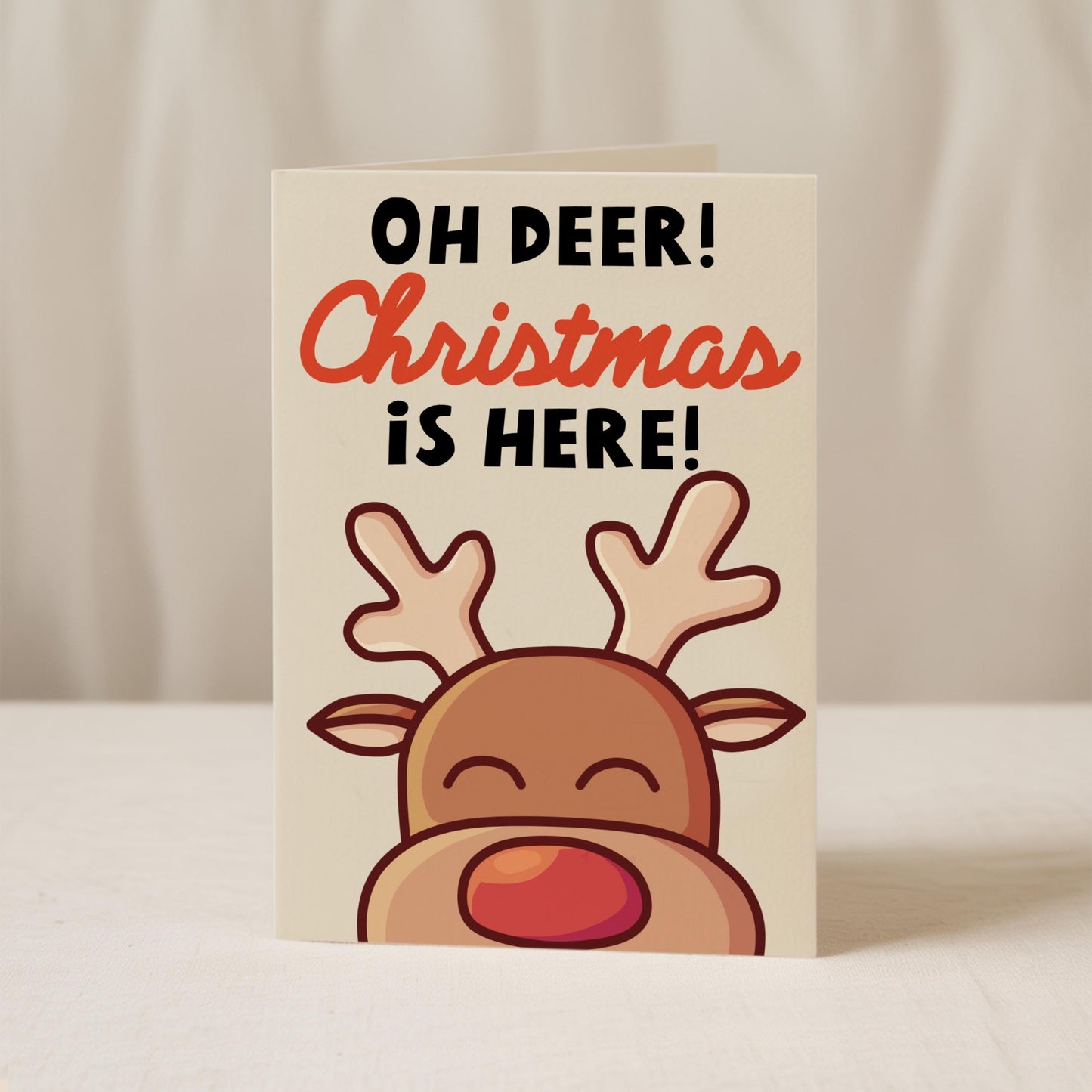 Funny Retro Reindeer Christmas Card, Funny Christmas Cards, Funny Cute Christmas Greeting Card, Reindeer Doodle Christmas Cards