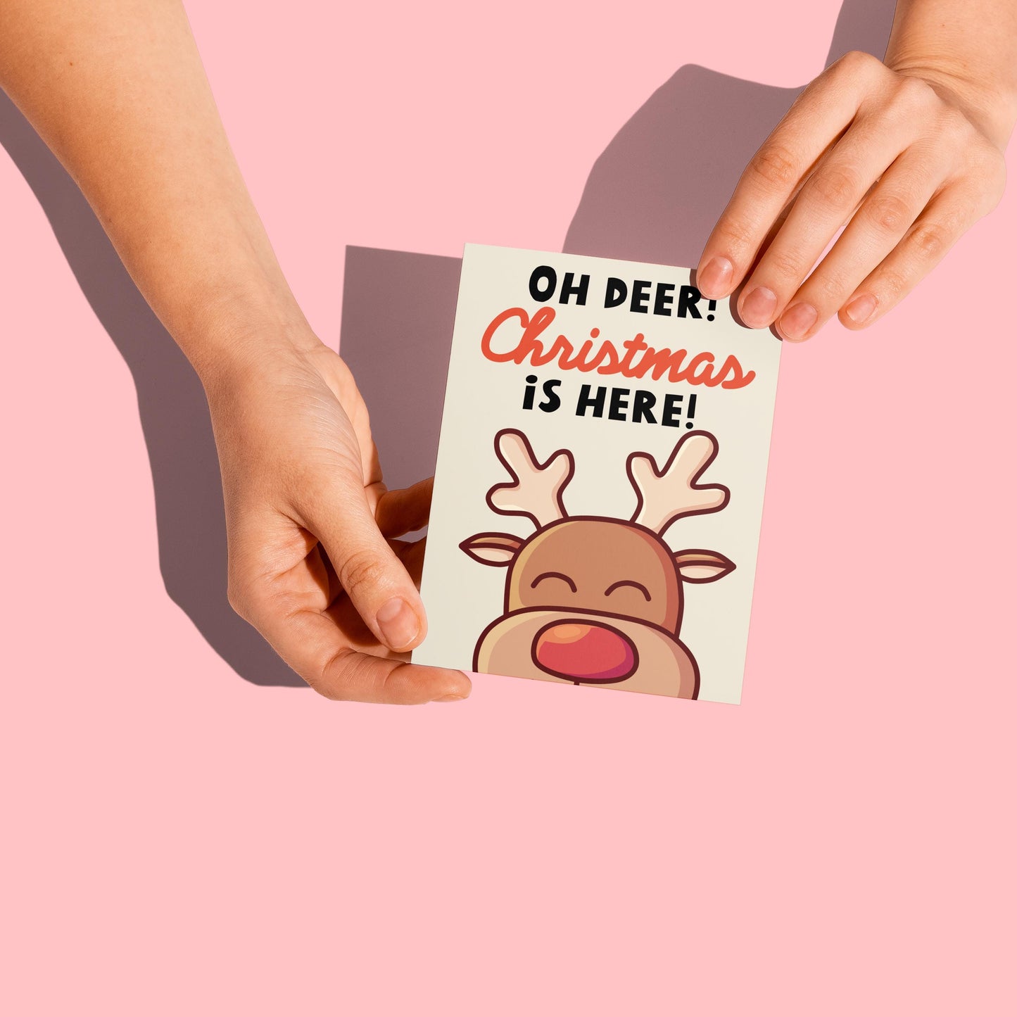 Funny Retro Reindeer Christmas Card, Funny Christmas Cards, Funny Cute Christmas Greeting Card, Reindeer Doodle Christmas Cards