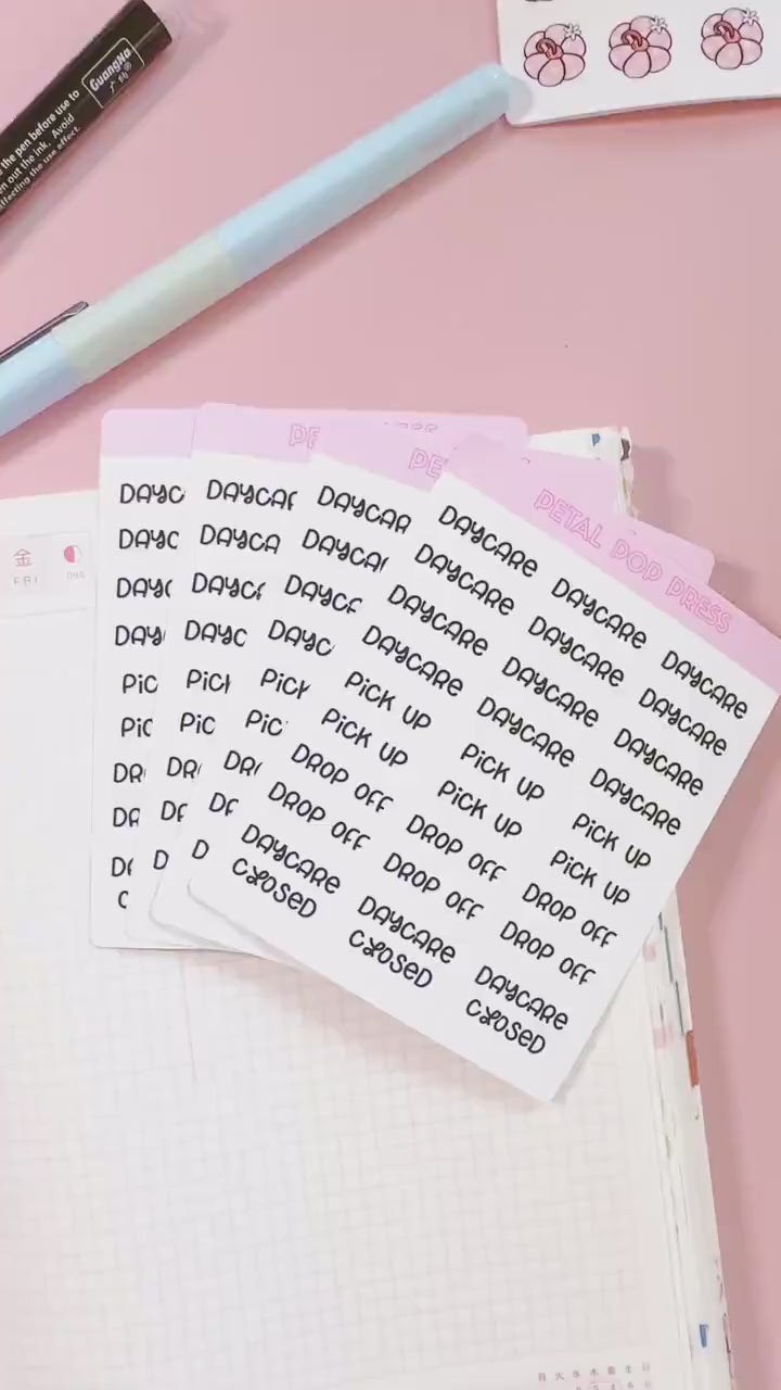 Daycare Script Stickers for Planners, Planner Script Stickers, Script Daycare Stickers, Parenting Planner Stickers, Mom Planner Stickers