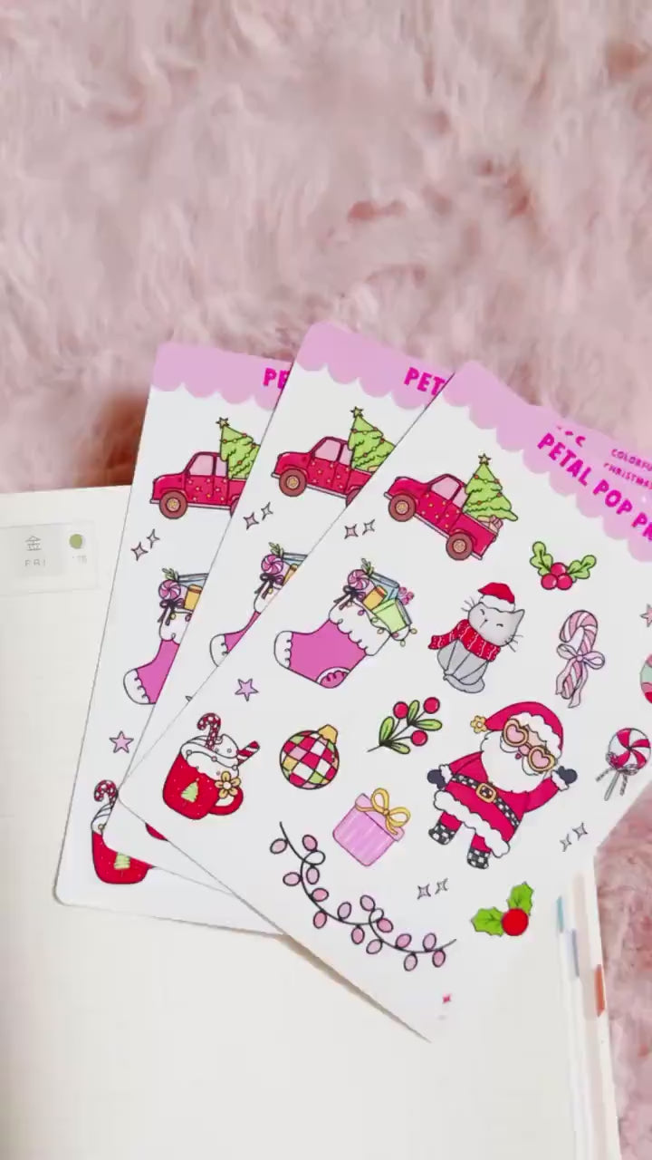 Doodle Christmas Decorative Sticker Sheet, Christmas Junk Journaling Stickers, Decorative Planner Stickers, Holiday Journaling Stickers