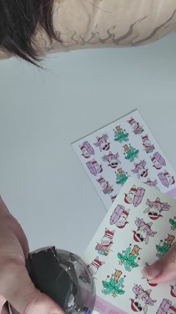 Beach Christmas Doodle Stickers, Surfing Santa Stickers, Christmas Planner Stickers, Christmas Decorative Stickers