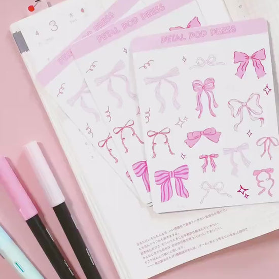 Coquette Pink Bows Sticker Sheet, Decorative Junk Journal Bows Sticker Sheet, Bows Decorative Stickers for Planners